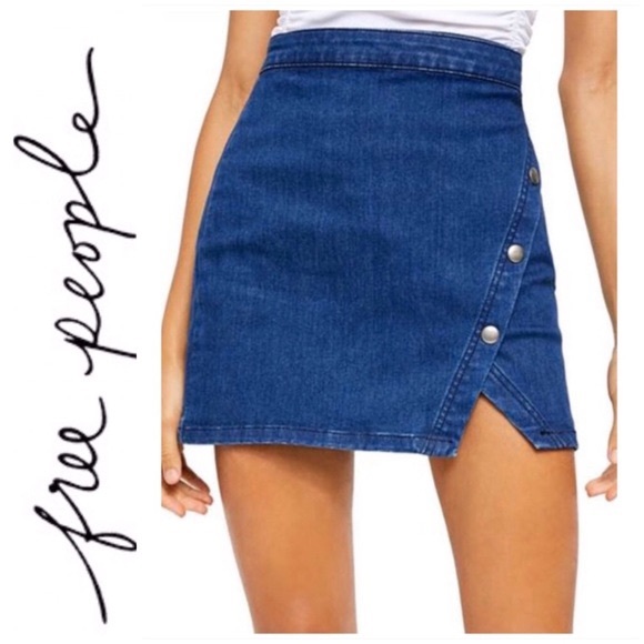 Free People notched denim mini NWT - Picture 3 of 7